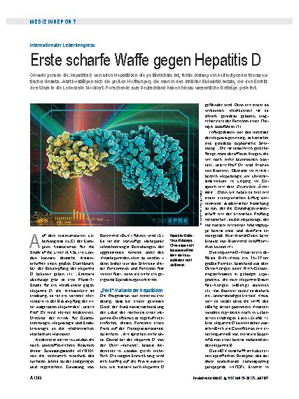Vorschauseite 1: Internationaler Leberkongress: Erste scharfe Waffe gegen Hepatitis D