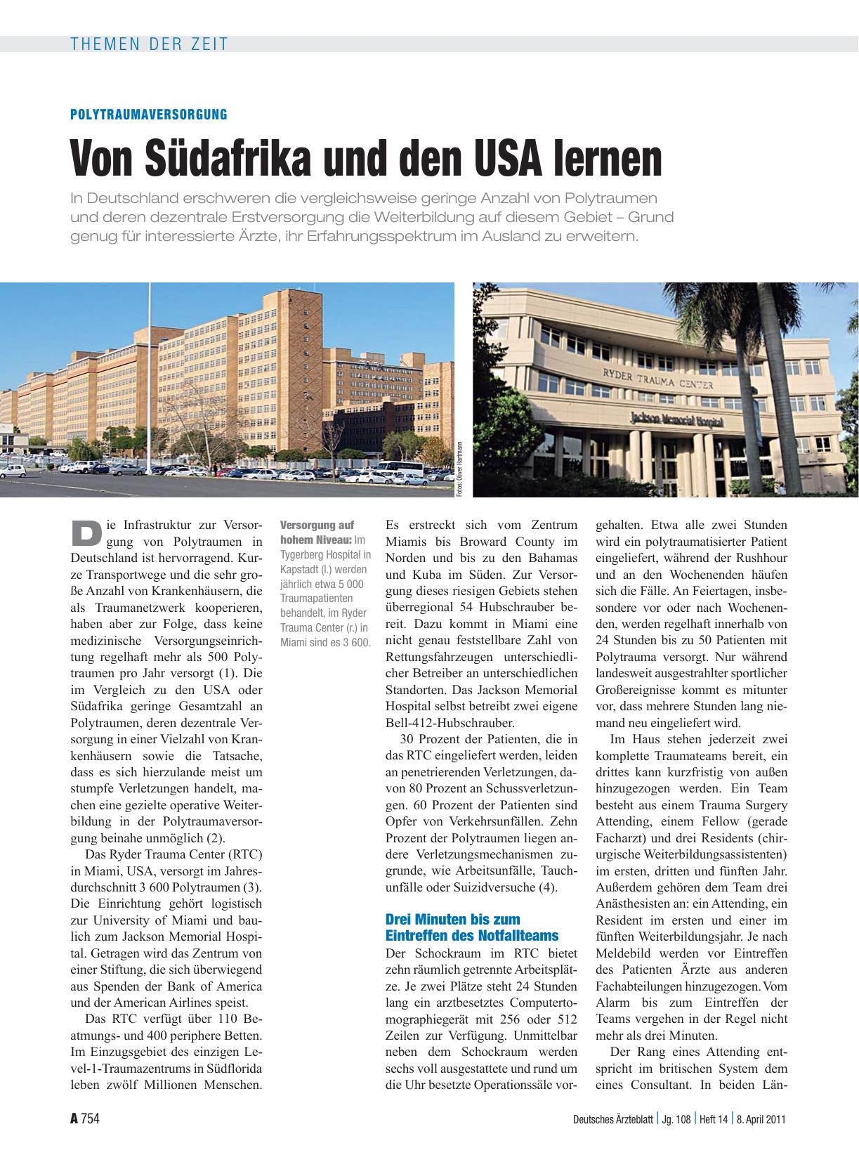Vorschauseite 1: Polytraumaversorgung: Von Südafrika und den USA lernen
