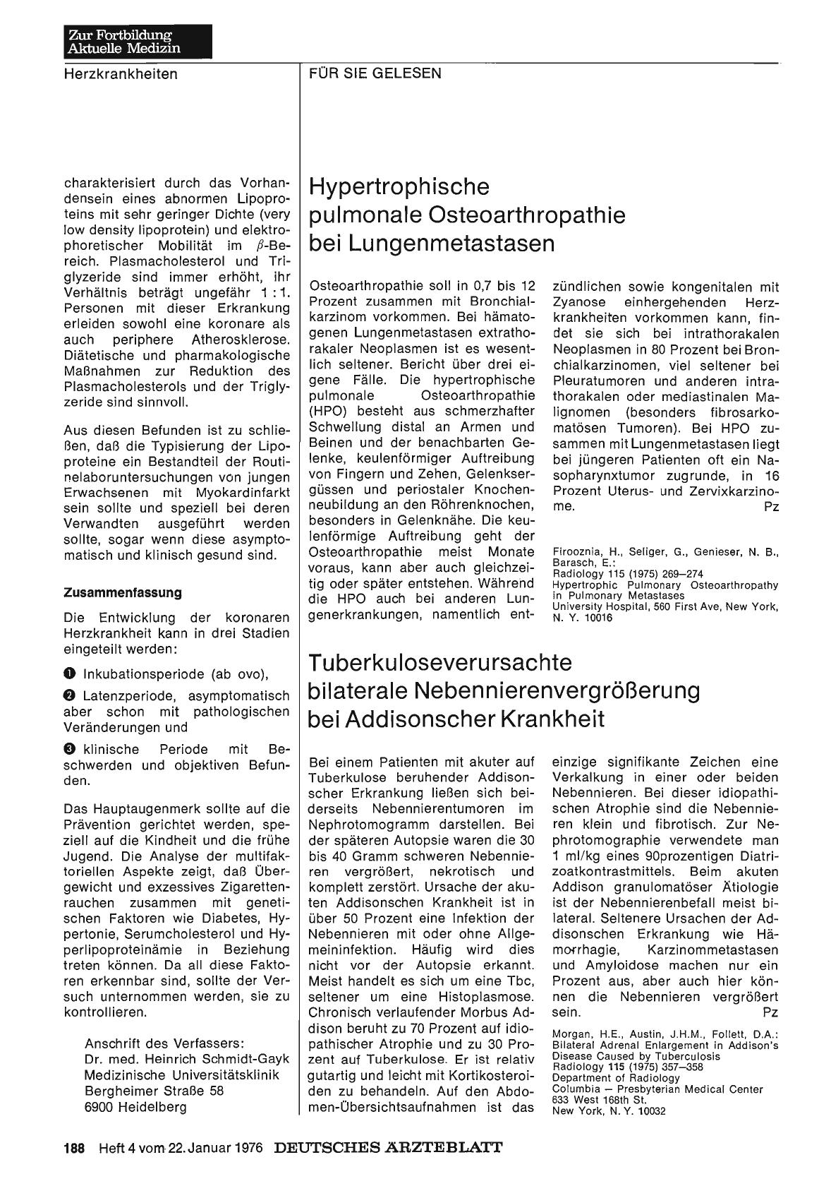 Vorschauseite 1: Hypertrophische pulmonale Osteoarthropathie bei Lungenmetastasen