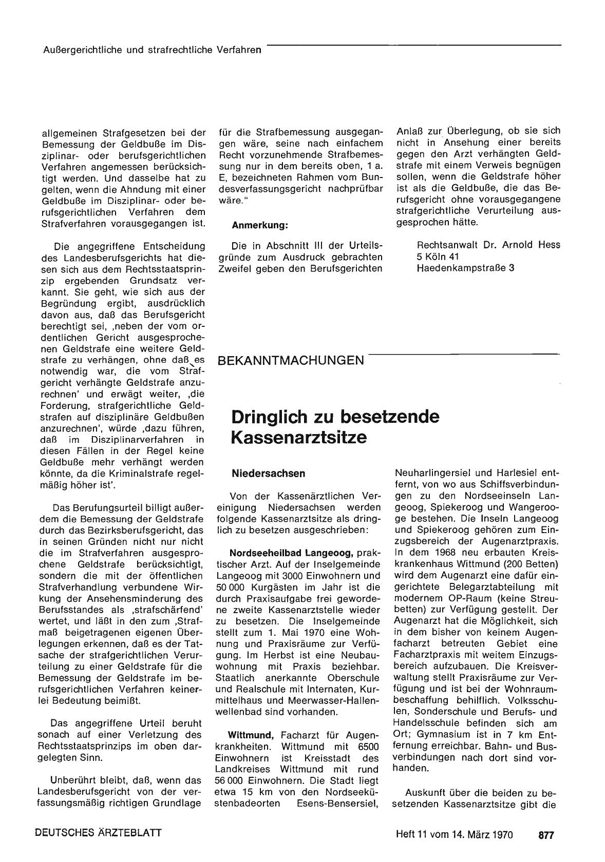 Vorschauseite 1: Dringlich zu besetzende Kassenarztsitze