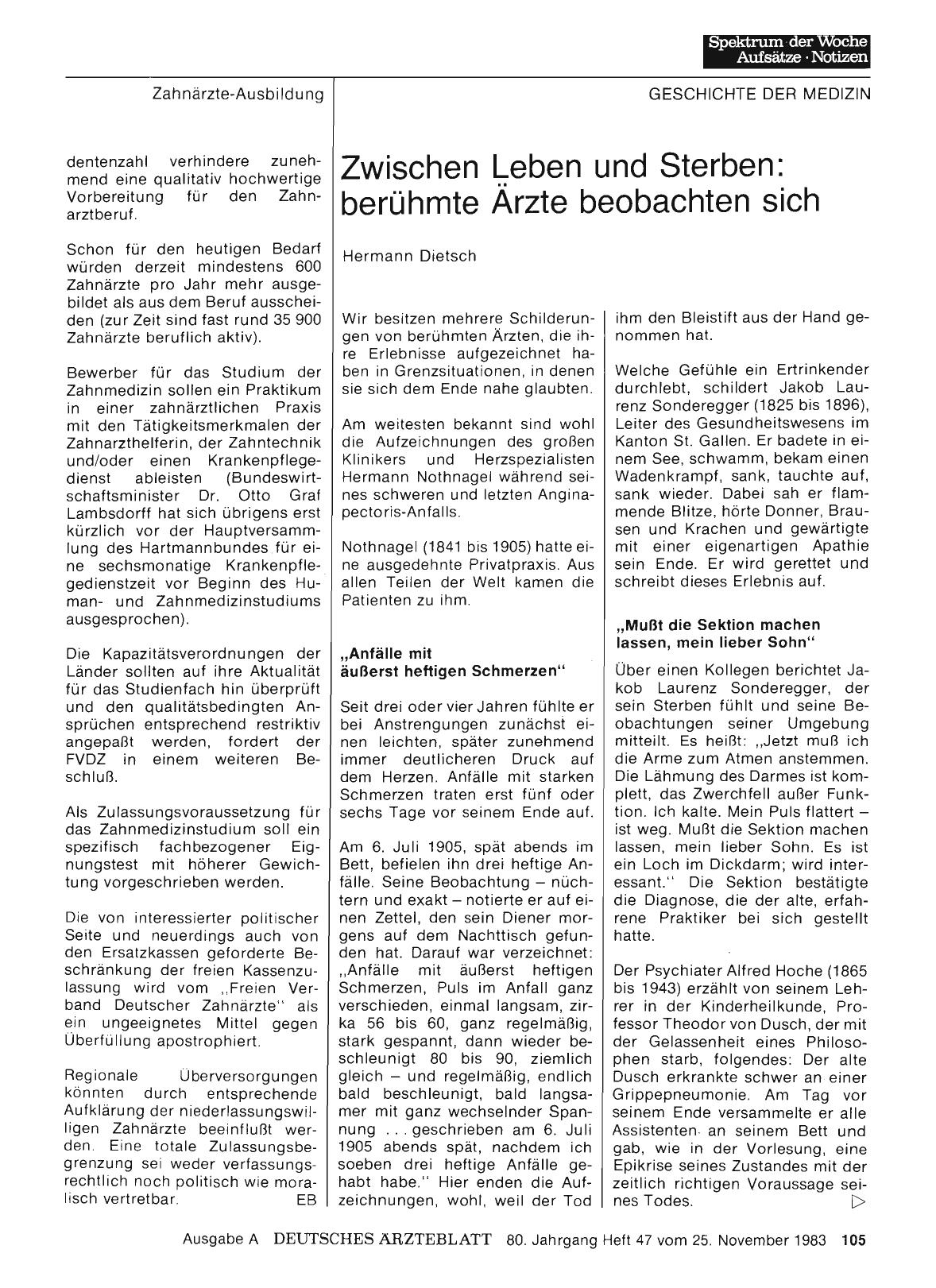 Vorschauseite 1: Zwischen Leben und Sterben: berühmte Ärzte beobachten sich