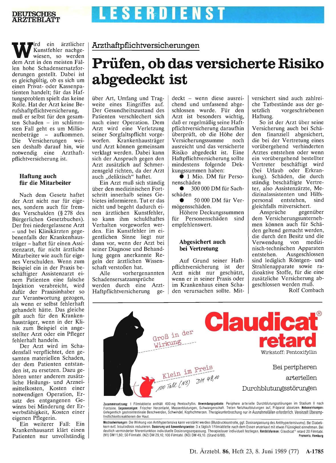 Vorschauseite 1: Arzthaftpflichtversicherungen: Prüfen, ob das versicherte Risiko abgedeckt ist