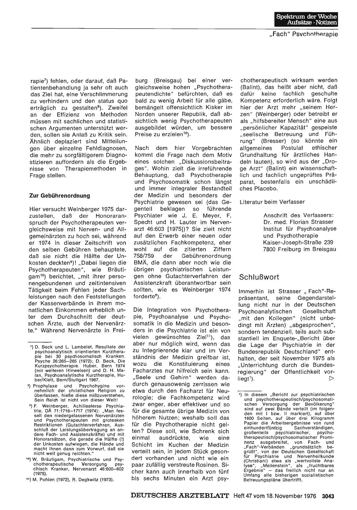 Vorschauseite 1: Vom „Fach“ und „Facharzt“ für Psychotherapie: Schlußwort