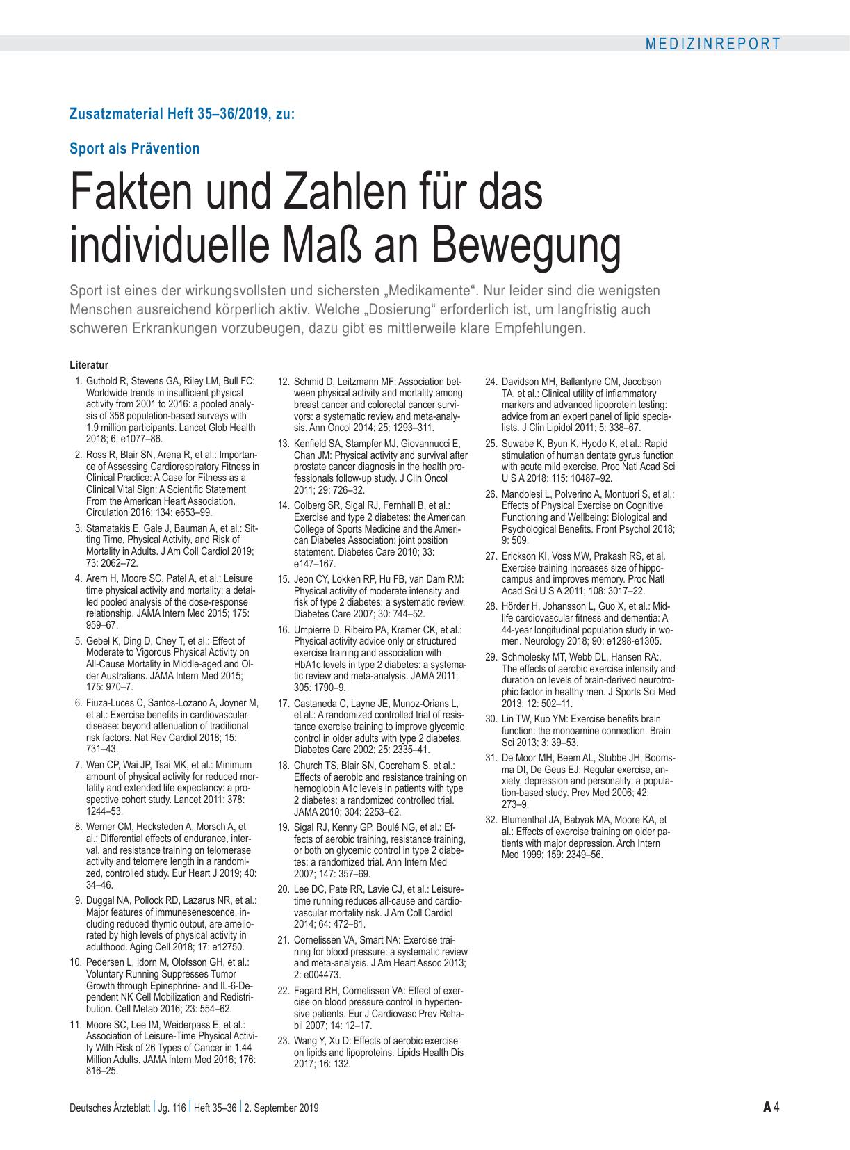 Vorschauseite 4: Sport als Prävention: Fakten und Zahlen für das individuelle Maß an Bewegung