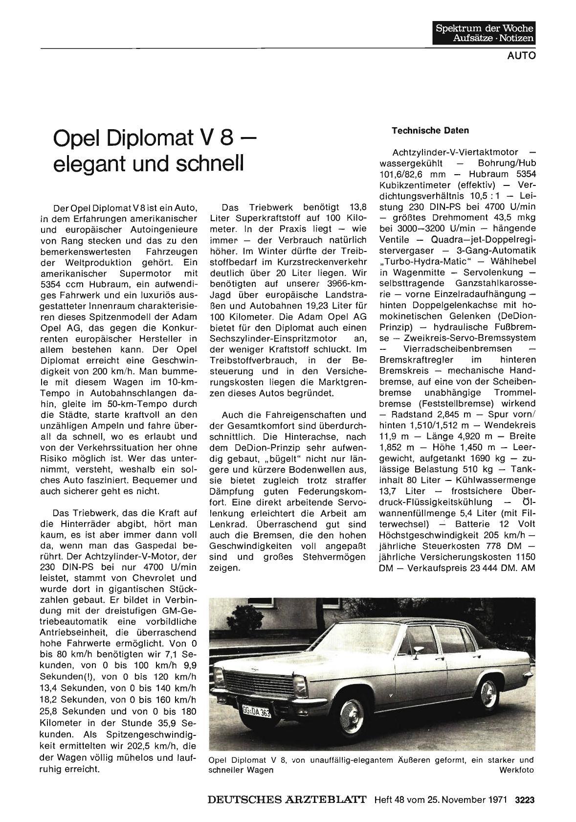 Vorschauseite 1: Opel Diplomat V 8 — elegant und schnell
