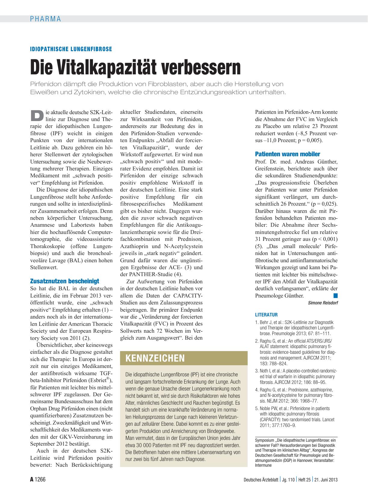 Vorschauseite 1: Idiopathische Lungenfibrose: Die Vitalkapazität verbessern