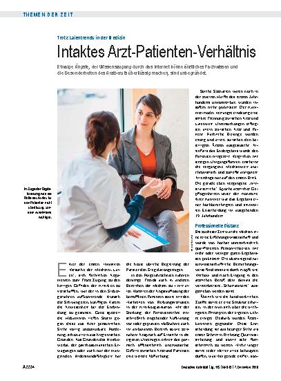Vorschauseite 1: Trotz Laientrends in der Medizin: Intaktes Arzt-Patienten-Verhältnis