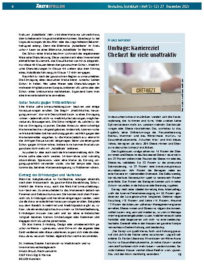Vorschauseite 1: Umfrage: Karriereziel Chefarzt für viele unattraktiv