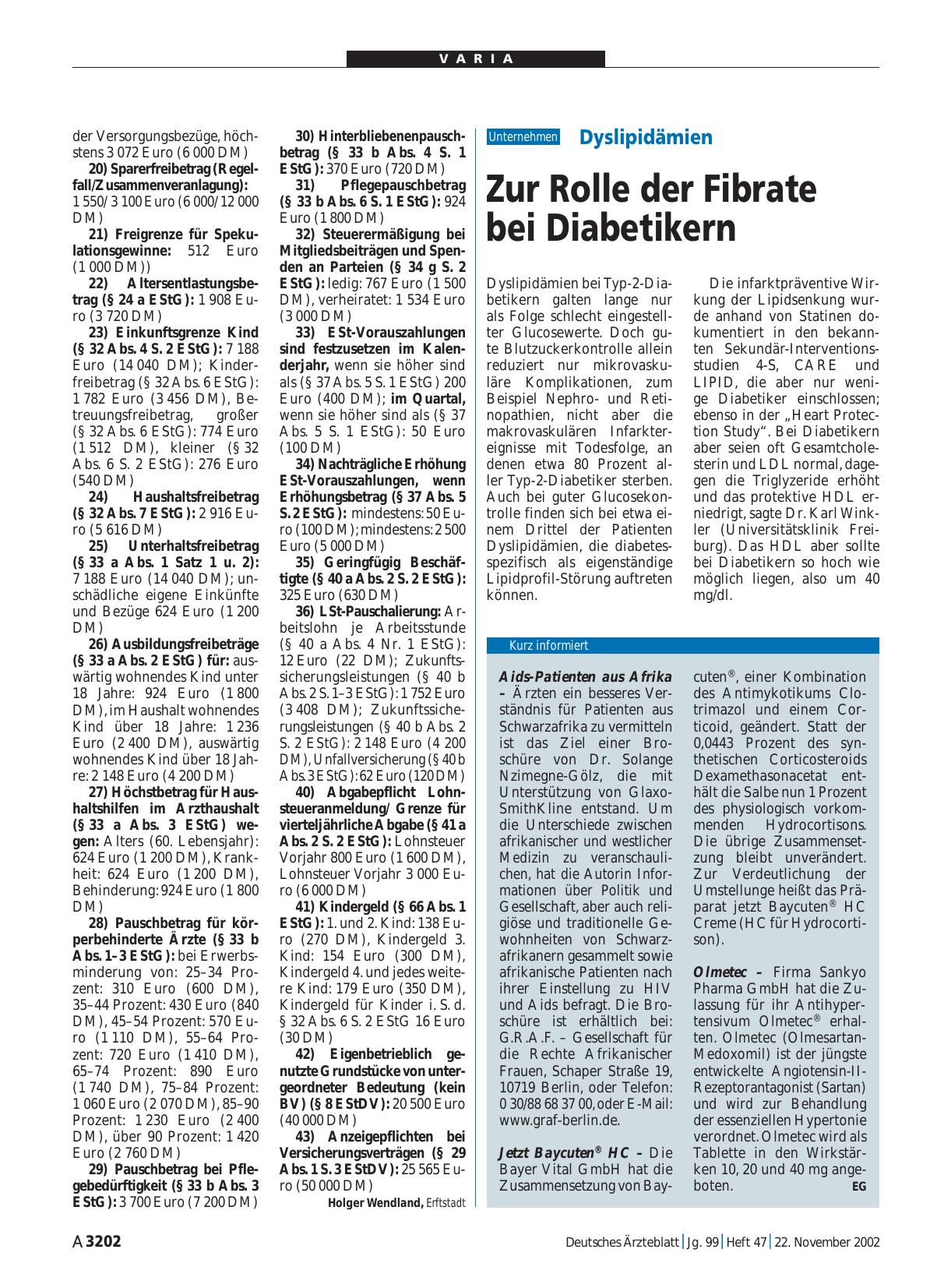 Vorschauseite 1: Dyslipidämien: Zur Rolle der Fibrate bei Diabetikern