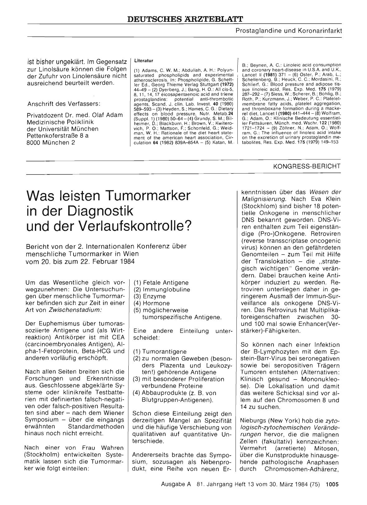 Vorschauseite 1: Was leisten Tumormarker in der Diagnostik und der Verlaufskontrolle?