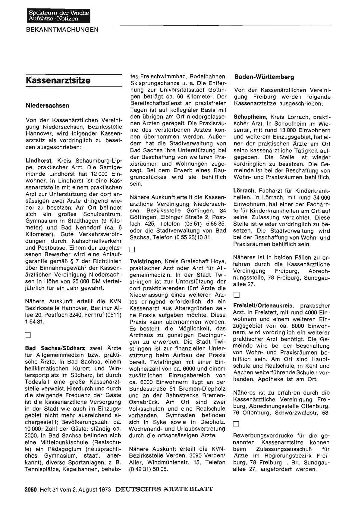 Vorschauseite 1: Kassenarztsitze