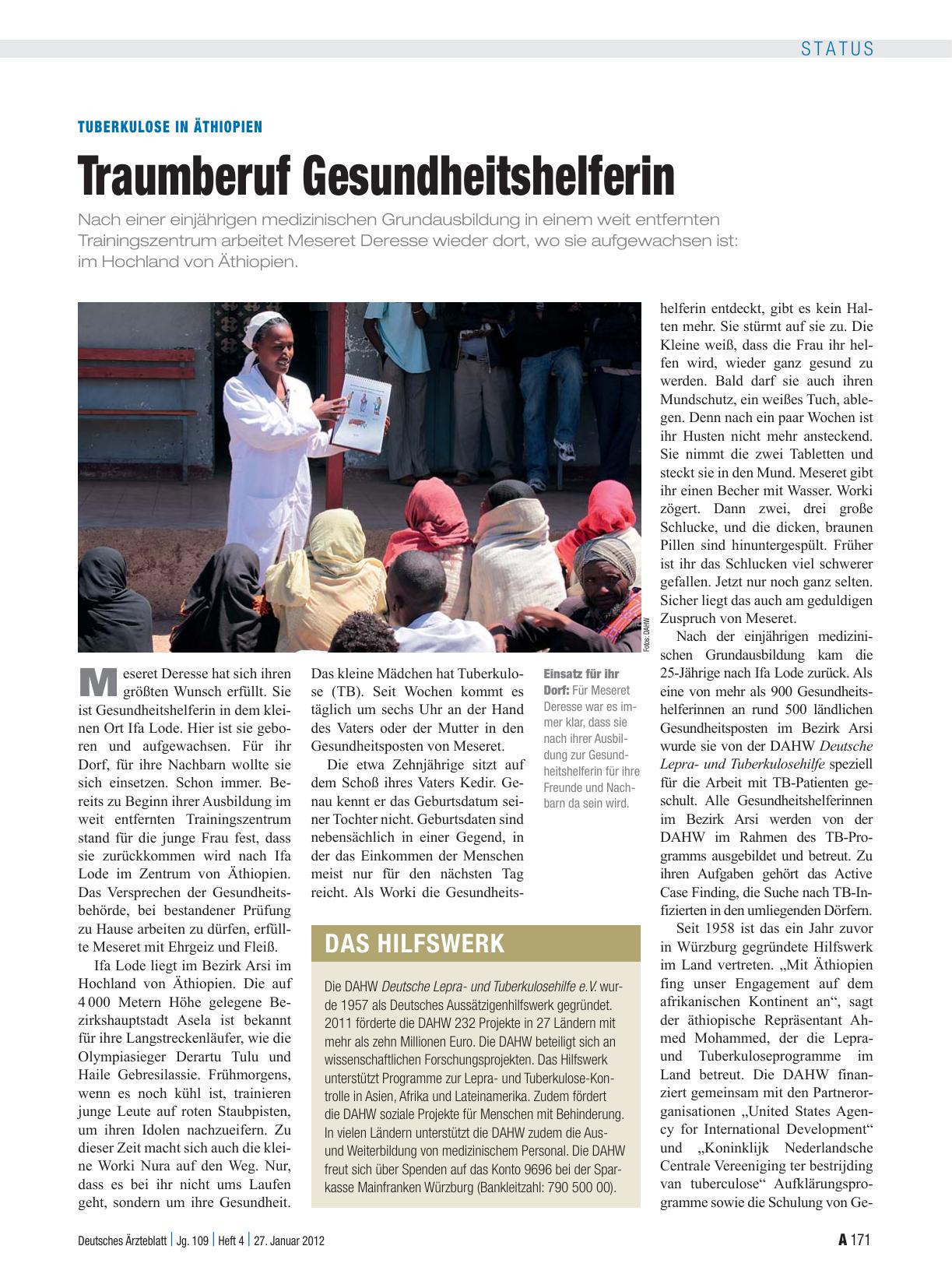 Vorschauseite 1: Tuberkulose in Äthiopien: Traumberuf Gesundheitshelferin