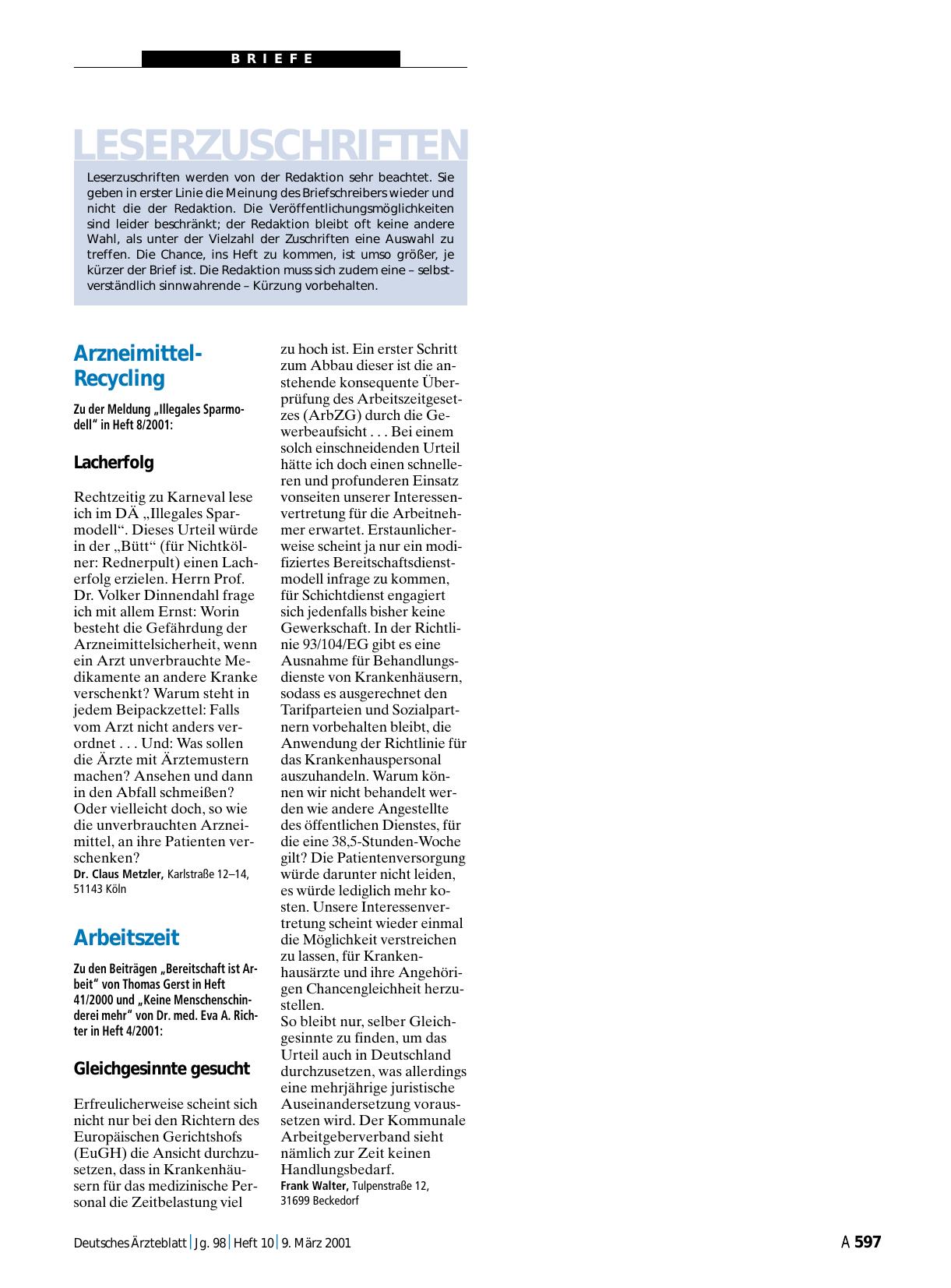 Vorschauseite 1: Arbeitszeit: Gleichgesinnte gesucht