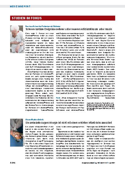 Vorschauseite 1: Herzinsuffizienz bei Patienten mit Diabetes: Schwere kardiale Ereignisse seltener unter neueren Antidiabetika als unter Insulin