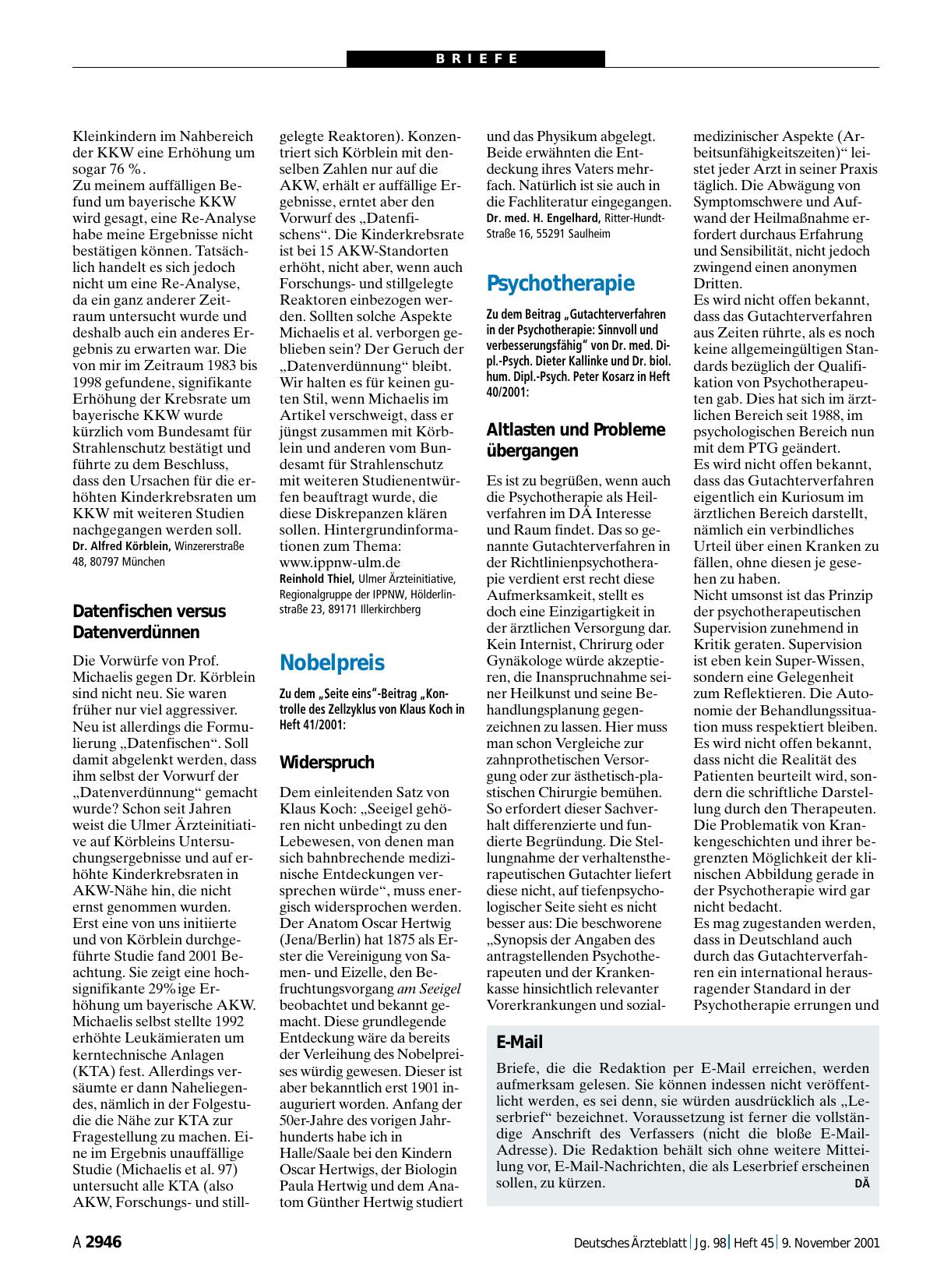 Vorschauseite 1: Kernkraftwerke: Datenfischen versus Datenverdünnen