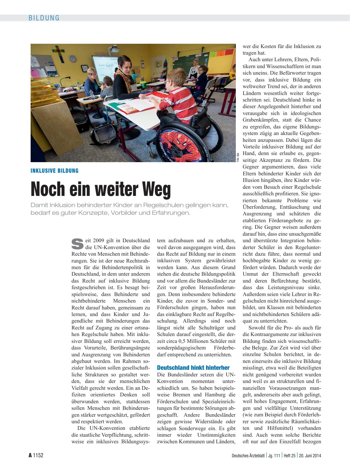 Vorschauseite 1: Inklusive Bildung: Noch ein weiter Weg