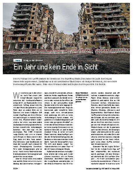Vorschauseite 1: Krieg in der Ukraine: Ein Jahr und kein Ende in Sicht
