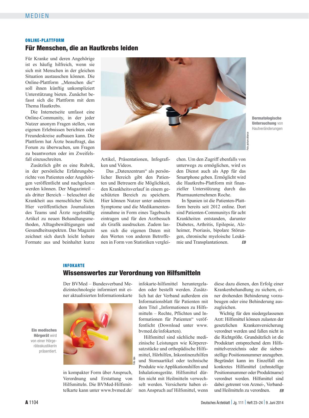 Vorschauseite 1: Online-Plattform: Für Menschen, die an Hautkrebs leiden