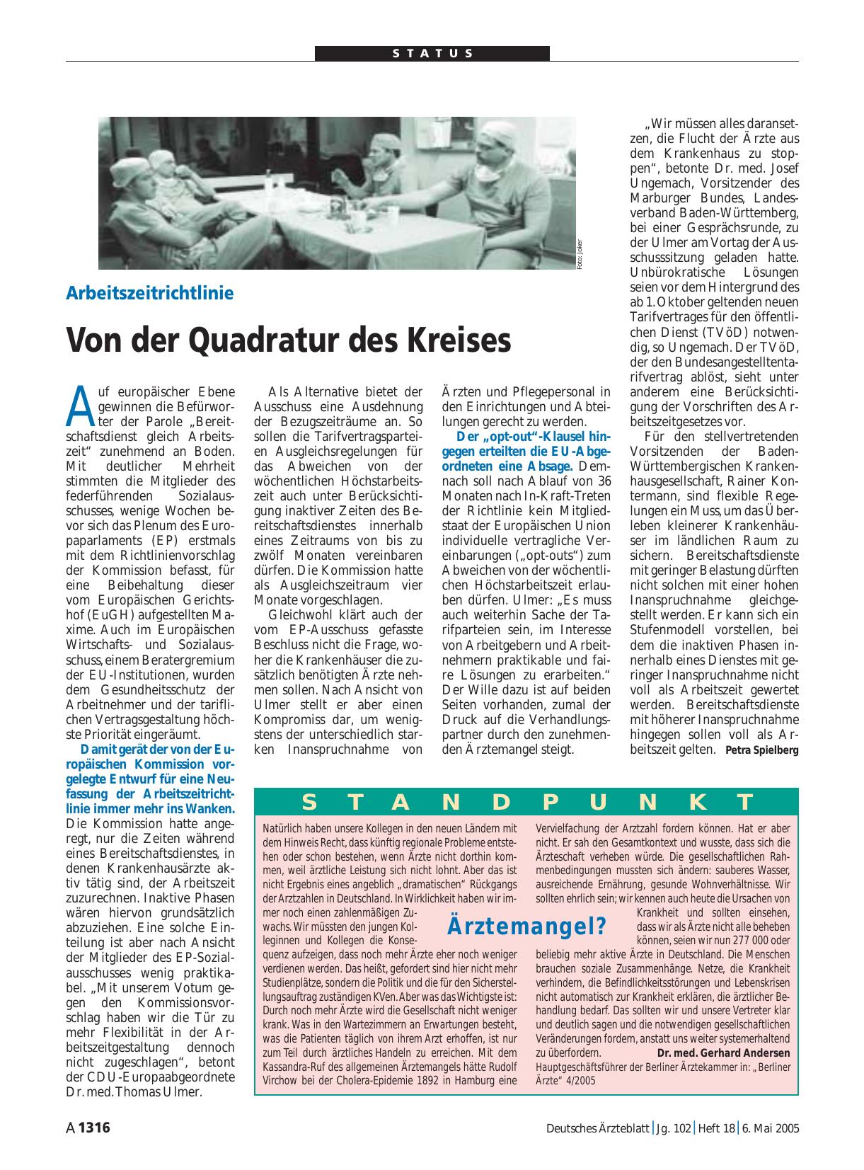 Vorschauseite 1: Standpunkt: Ärztemangel?