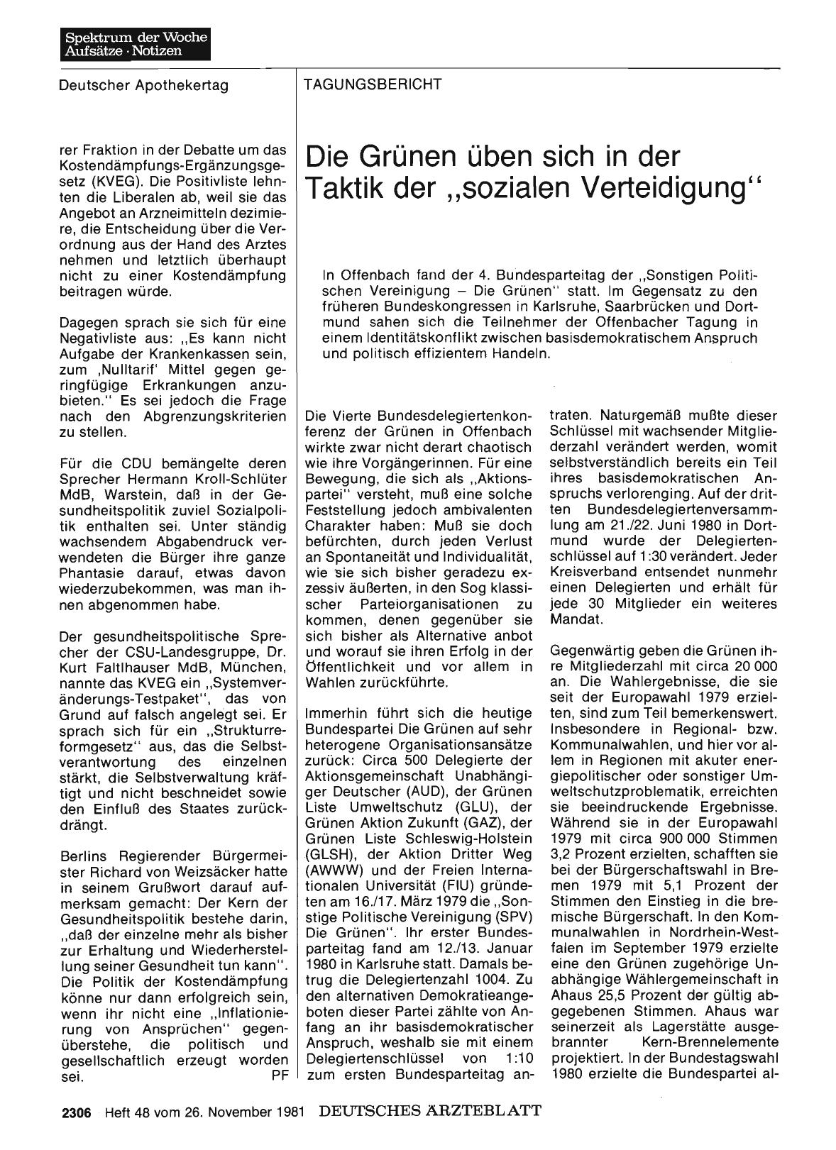 Vorschauseite 1: Die Grünen üben sich in der Taktik der „sozialen Verteidigung"