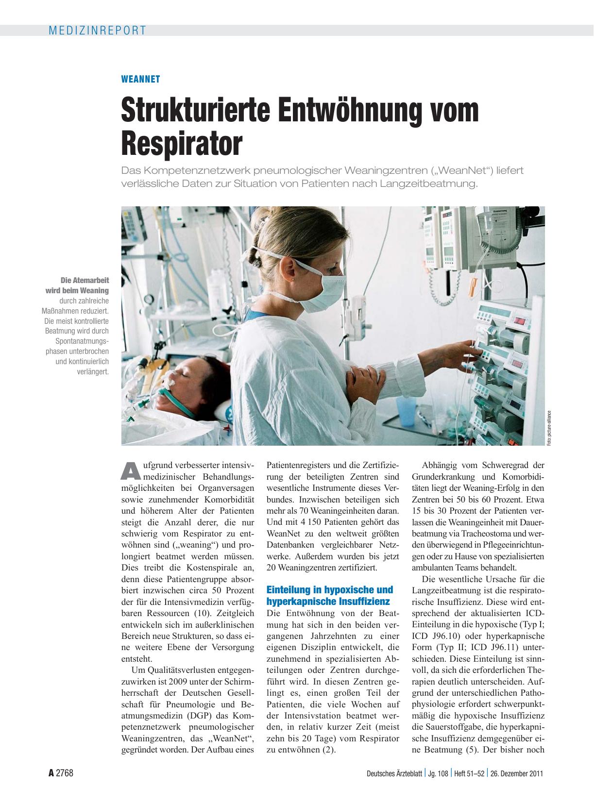 Vorschauseite 1: WeanNet: Strukturierte Entwöhnung vom Respirator