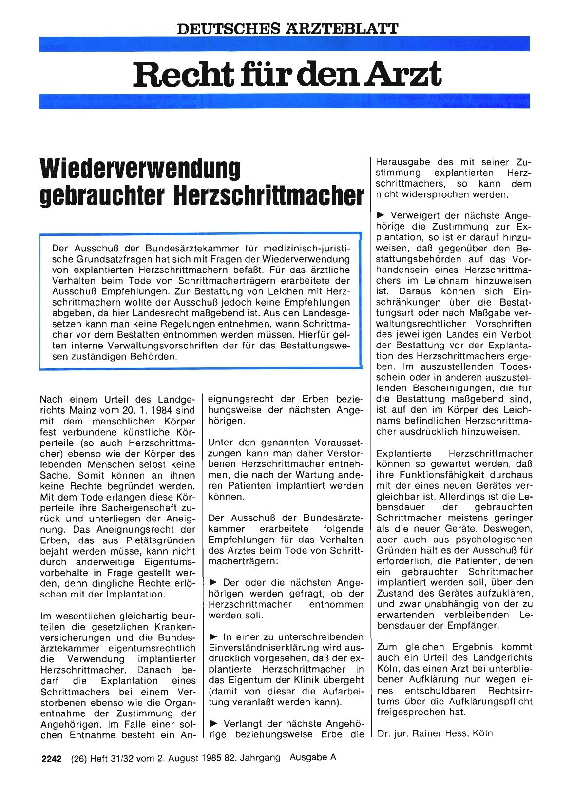 Vorschauseite 1: Wiederverwendung gebrauchter Herzschrittmacher