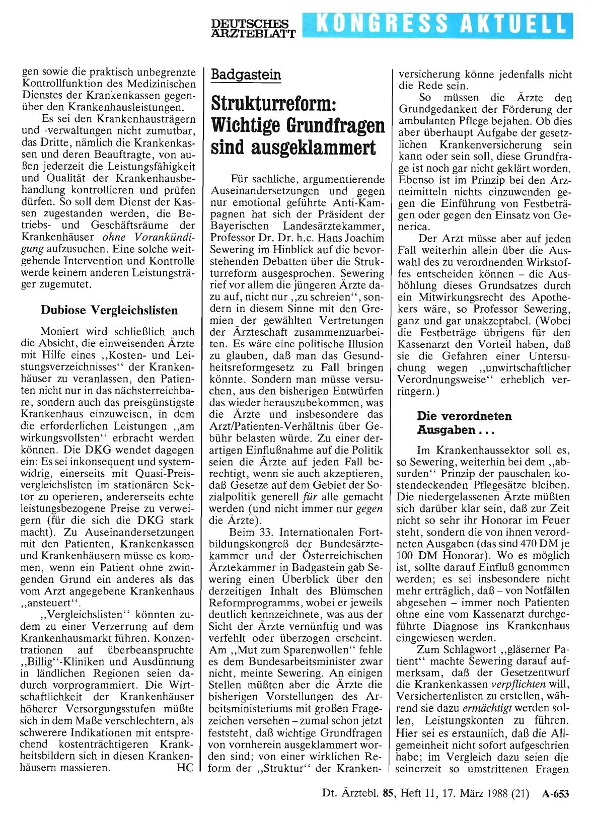 Vorschauseite 1: Badgastein: Strukturreform: Wichtige Grundfragen sind ausgeklammert