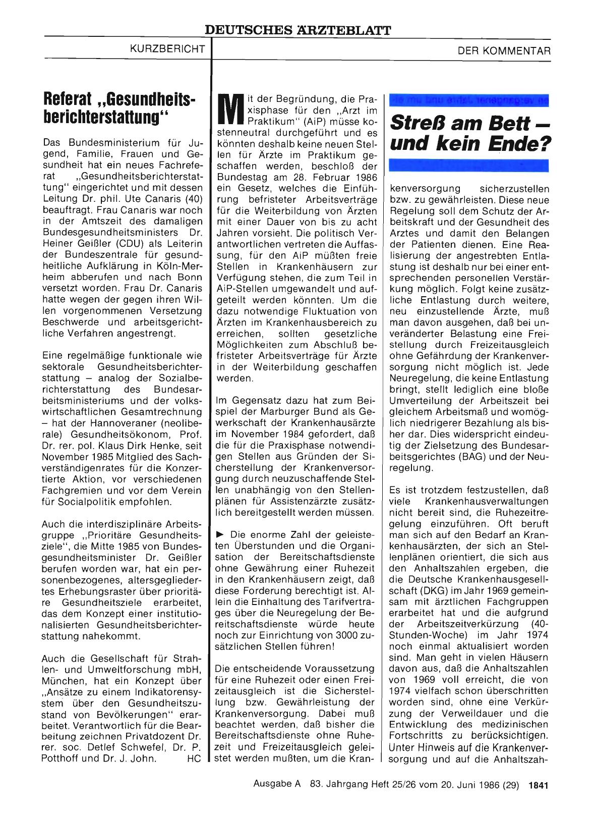 Vorschauseite 1: Referat „Gesundheitsberichterstattung''