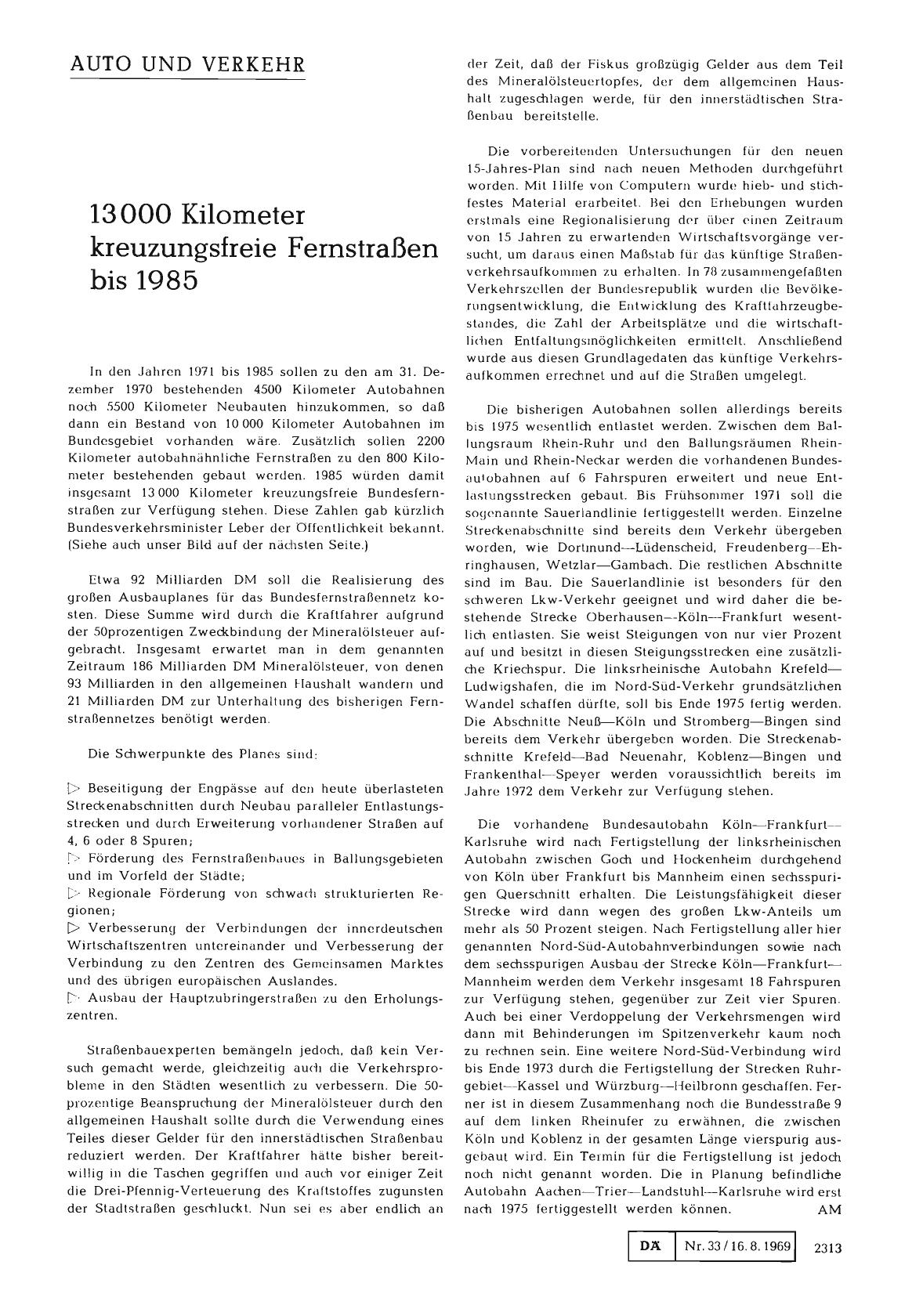 Vorschauseite 1: 13000 Kilometer kreuzungsfreie Fernstraßen bis 1985