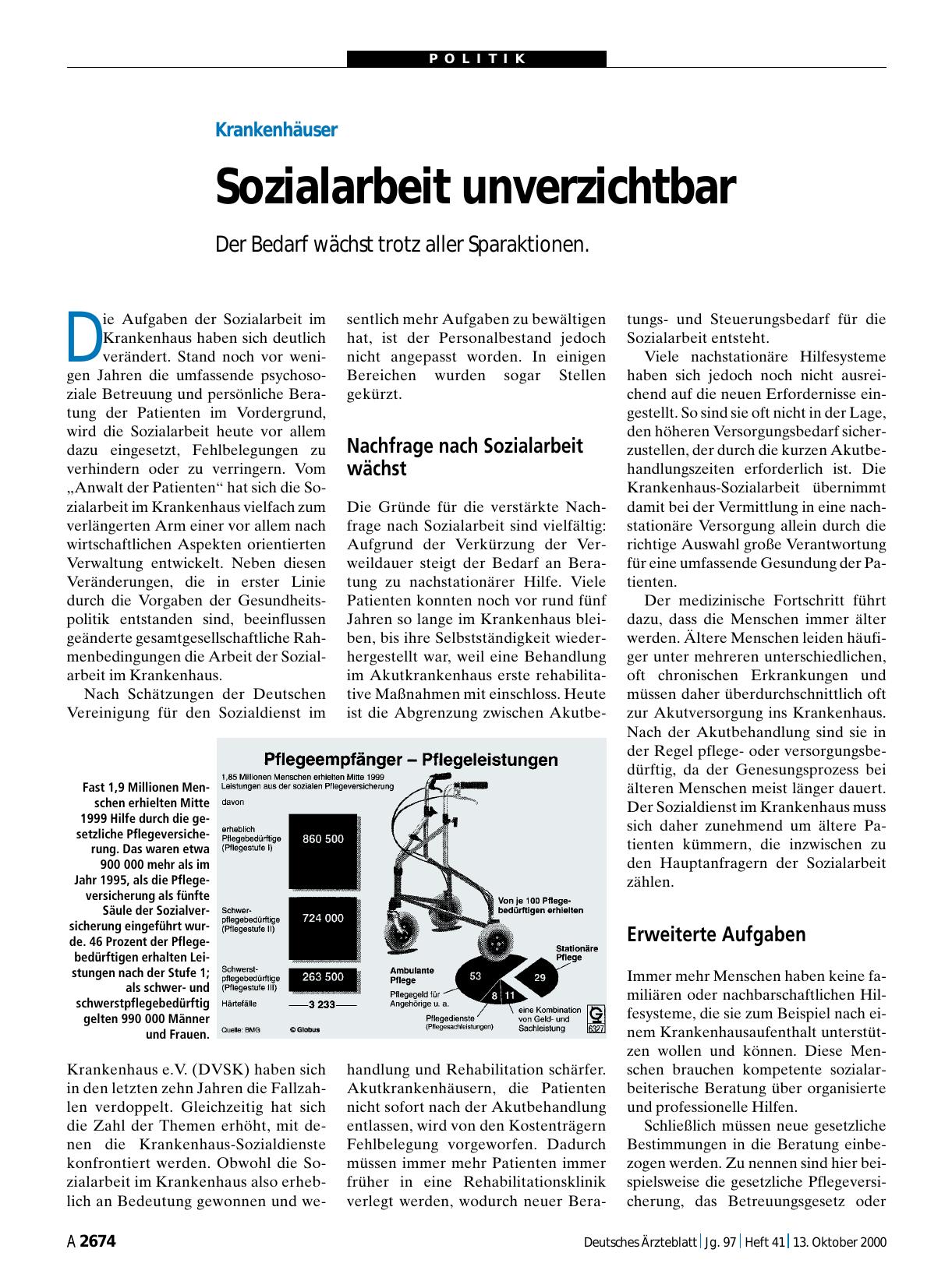 Vorschauseite 1: Krankenhäuser: Sozialarbeit unverzichtbar