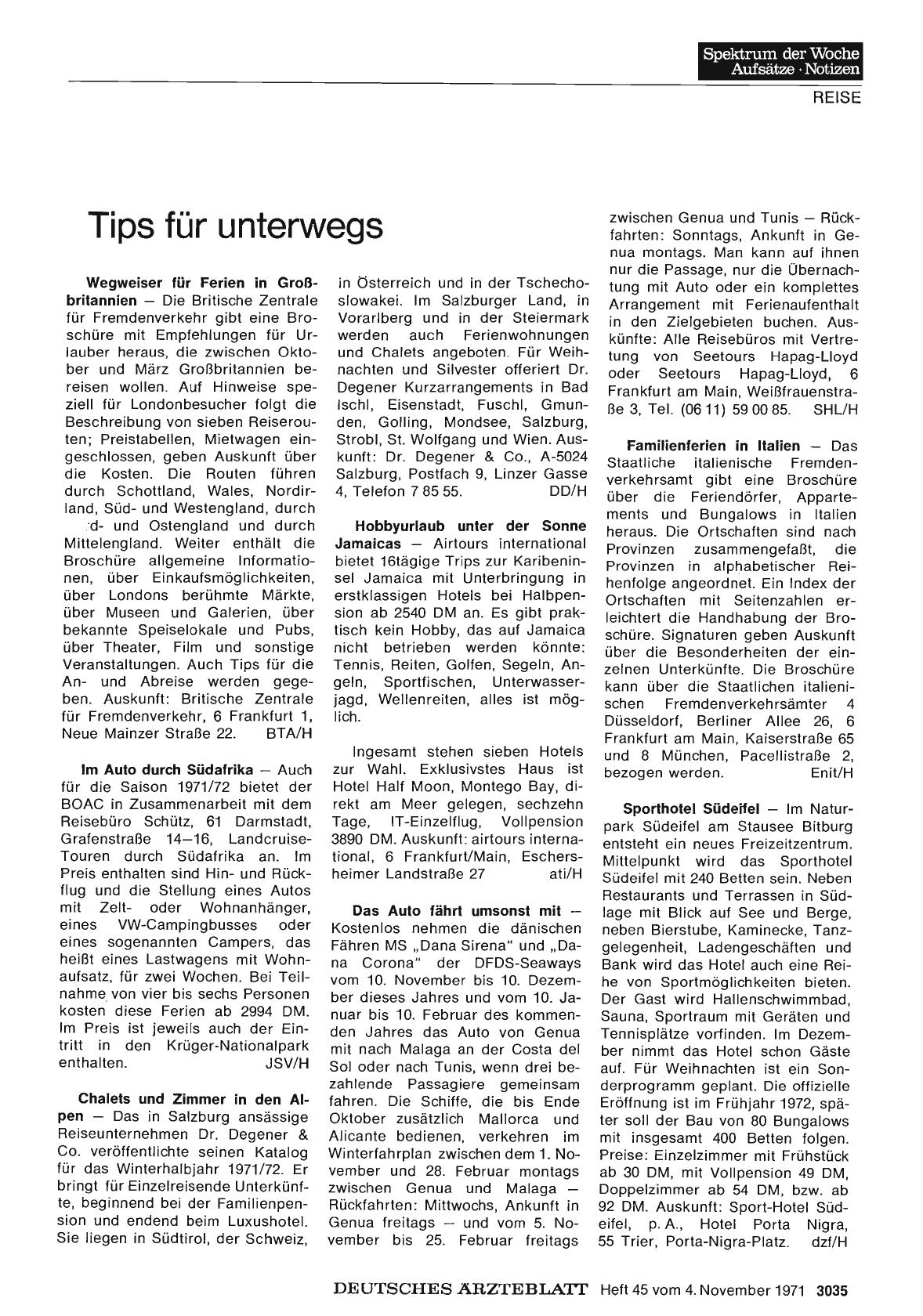Vorschauseite 1: Tips für unterwegs