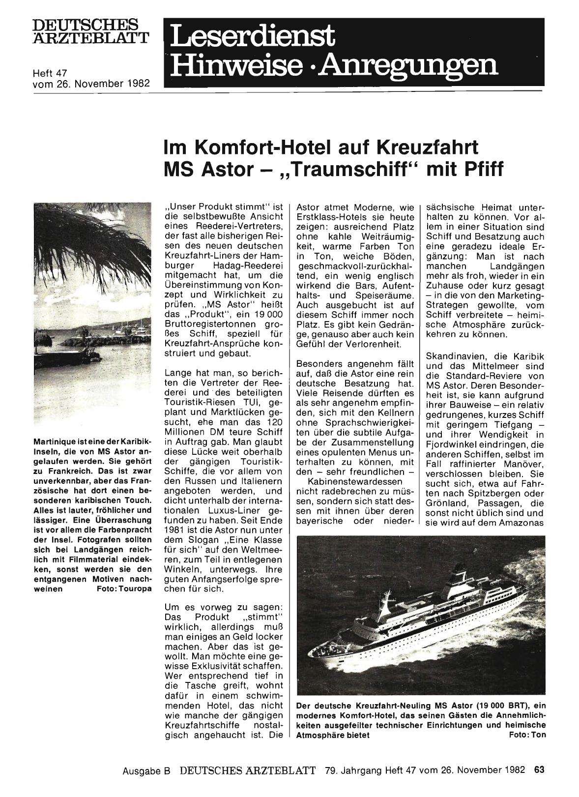 Vorschauseite 1: Im Komfort-Hotel auf Kreuzfahrt MS Astor „Traumschiff“ mit Pfiff