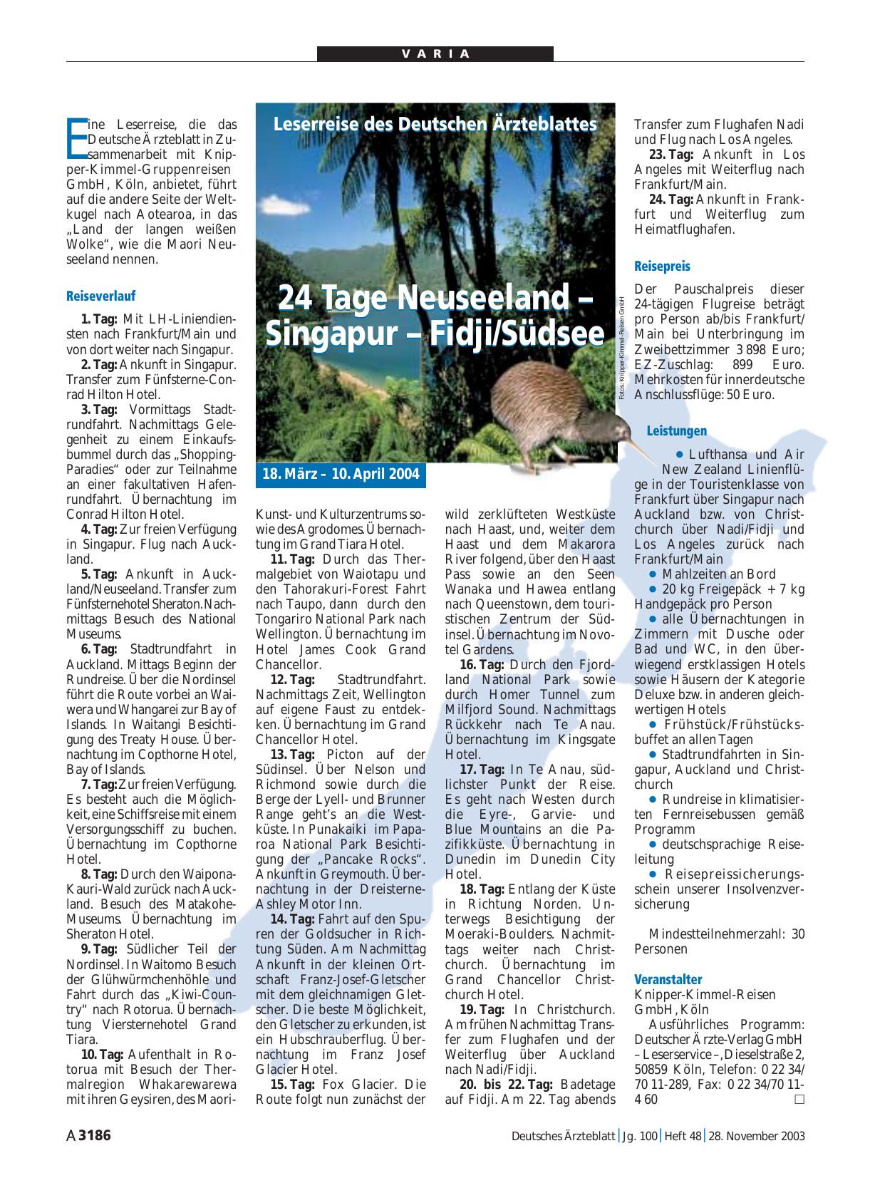 Vorschauseite 1: 24 Tage Neuseeland – Singapur – Fidji/Südsee