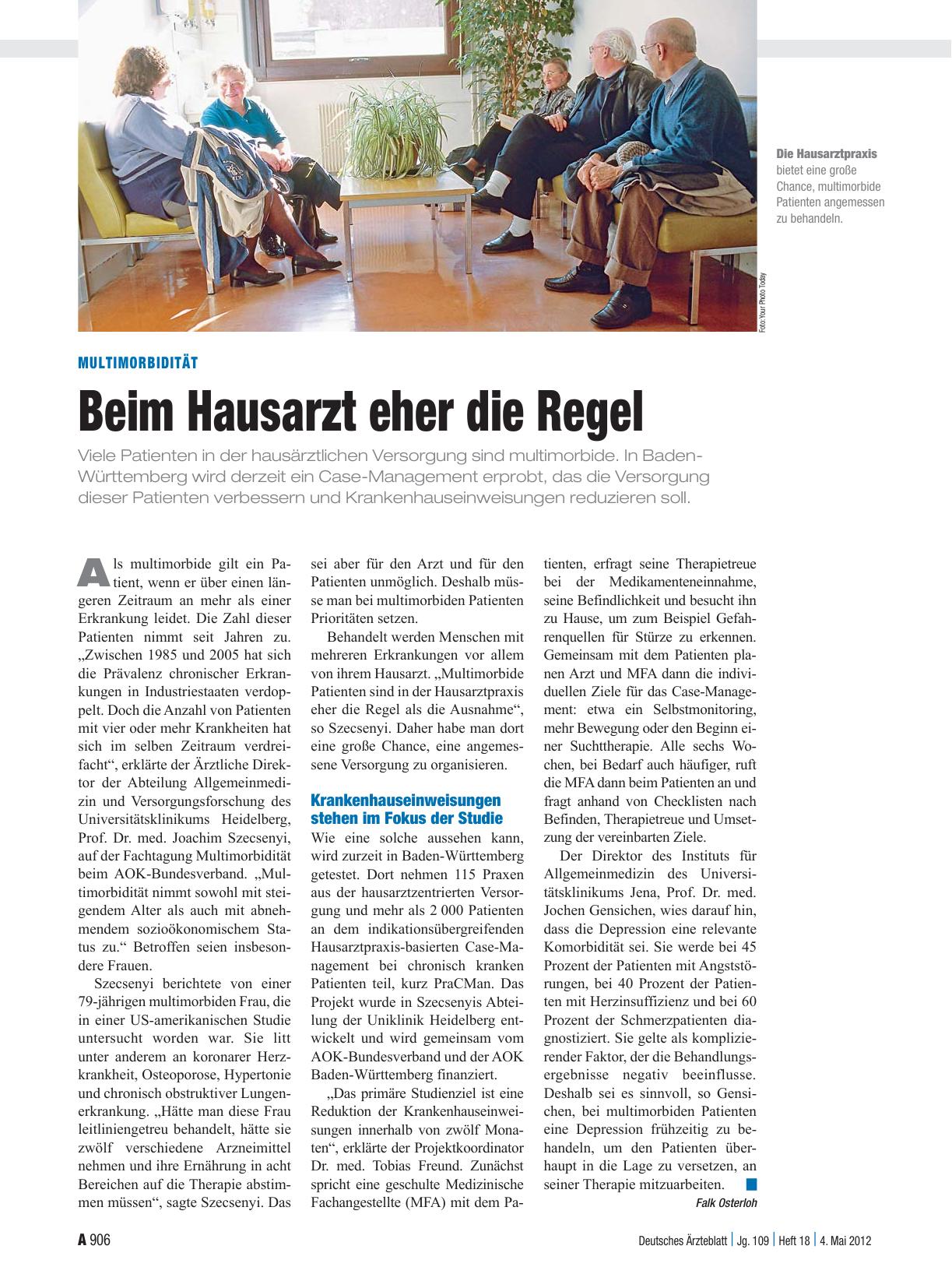Vorschauseite 1: Multimorbidität: Beim Hausarzt eher die Regel