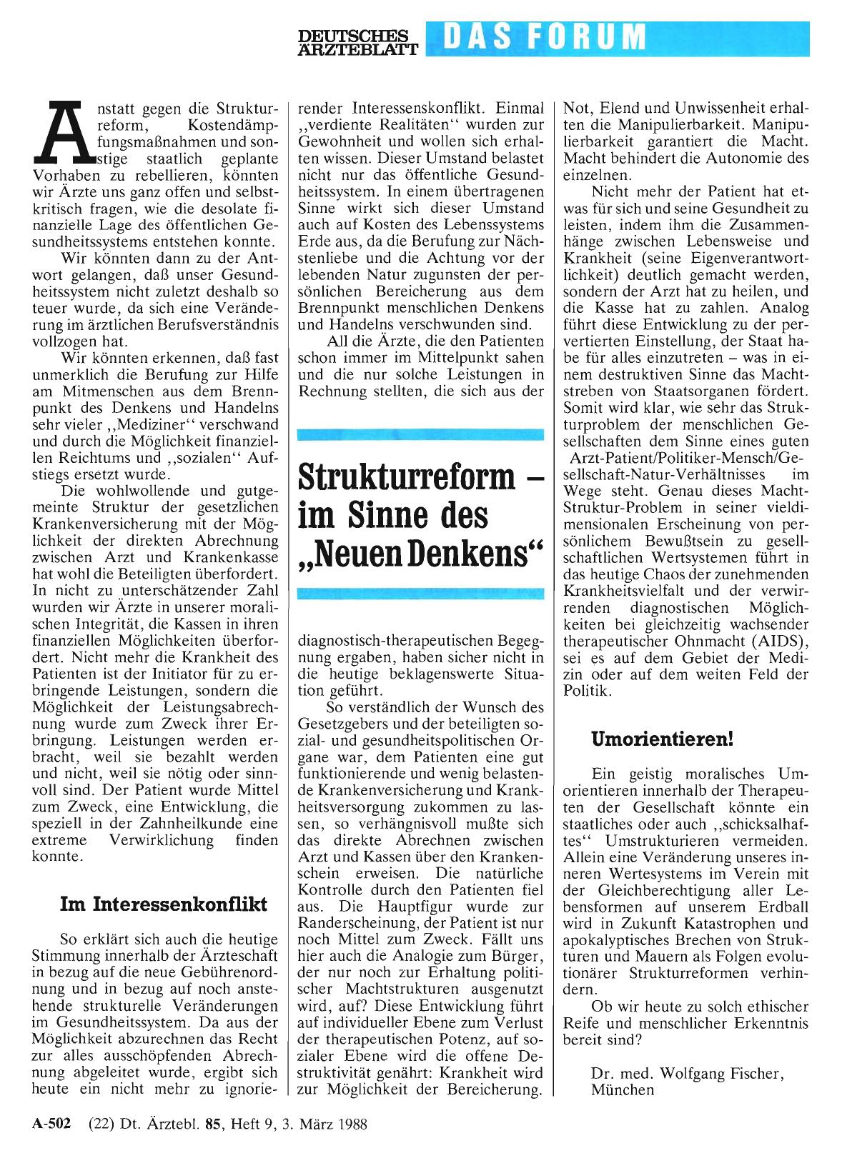Vorschauseite 1: Strukturreform – im Sinne des „Neuen Denkens“