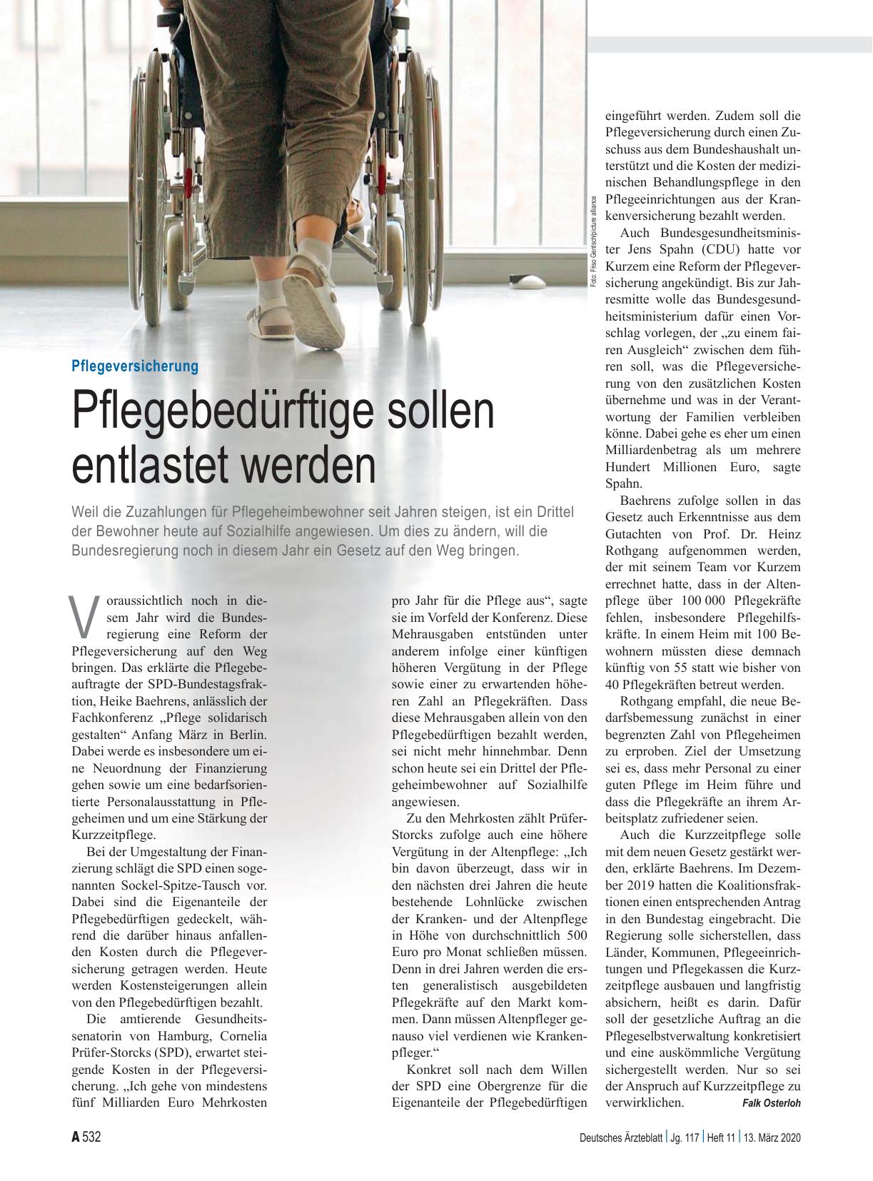 Vorschauseite 1: Pflegeversicherung: Pflegebedürftige sollen entlastet werden