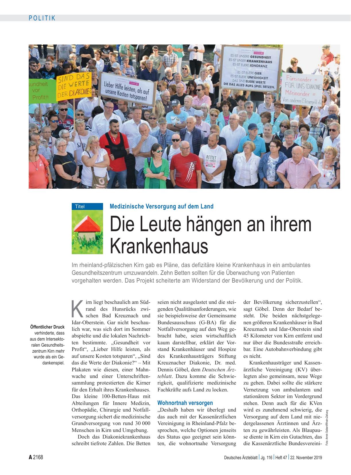 Vorschauseite 1: Medizinische Versorgung auf dem Land: Die Leute hängen an ihrem Krankenhaus