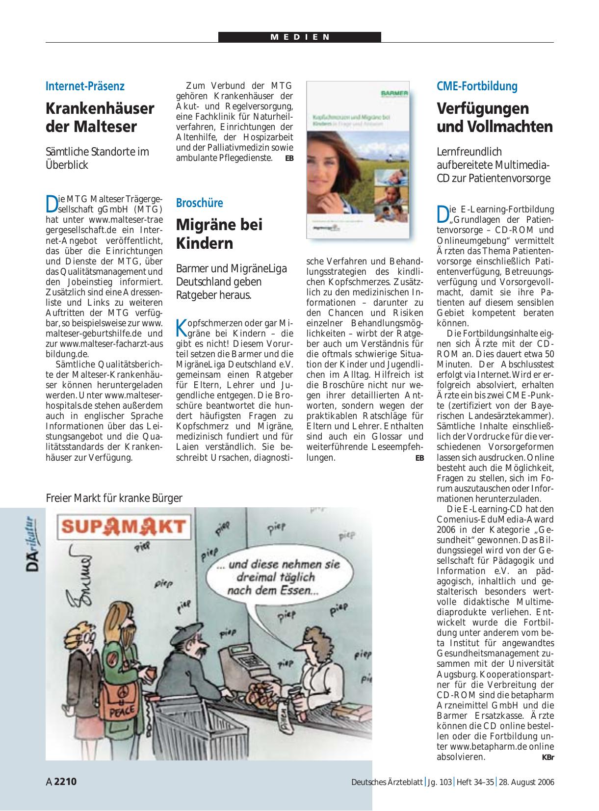 Vorschauseite 1: Broschüre: Migräne bei Kindern