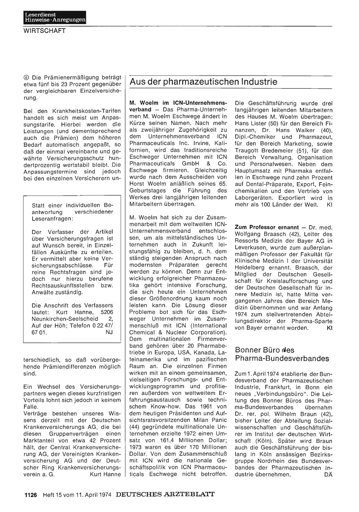 Vorschauseite 1: Aus der pharmazeutischen Industrie