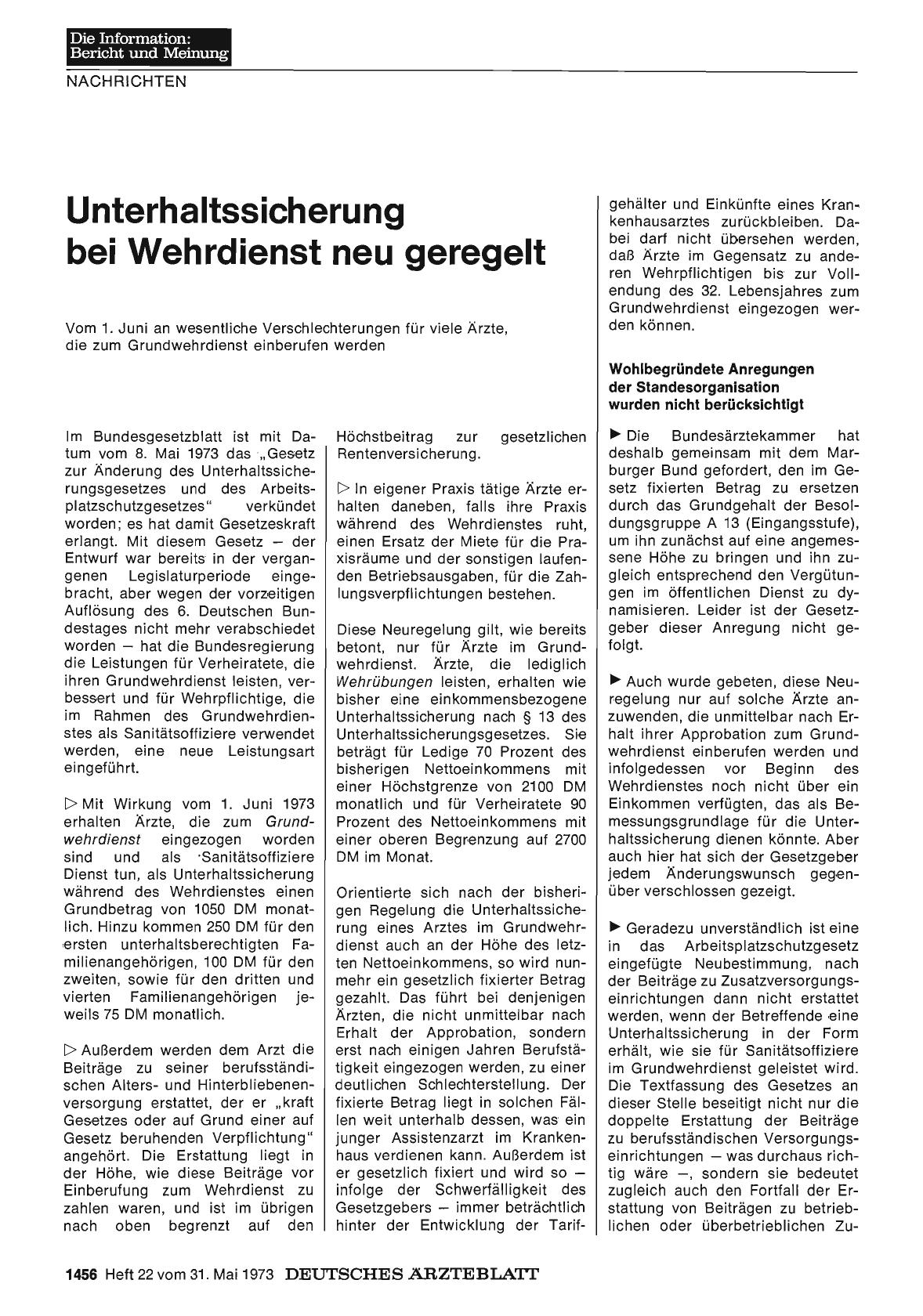 Vorschauseite 1: Unterhaltssicherung bei Wehrdienst neu geregelt