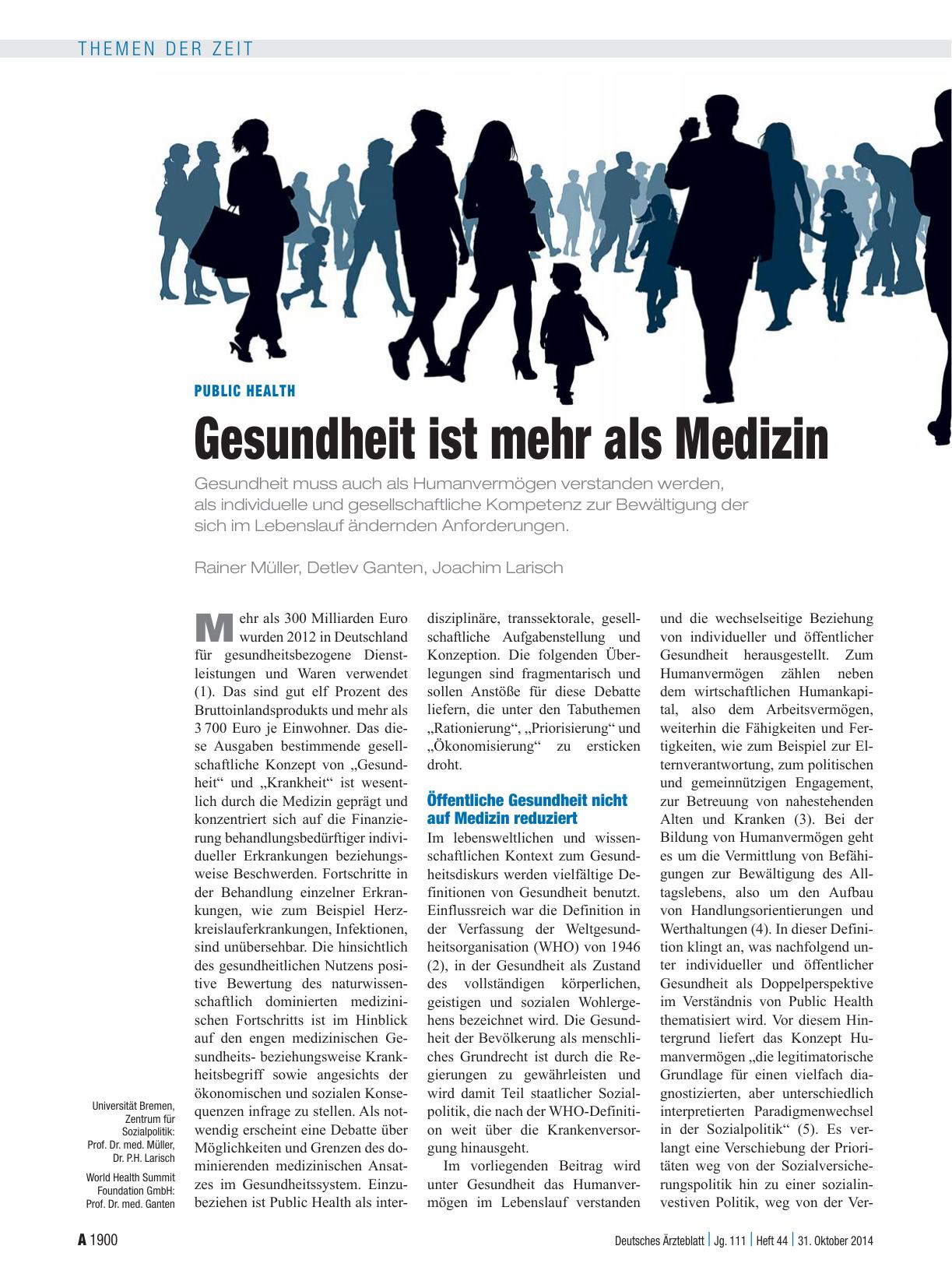 Vorschauseite 1: Public Health: Gesundheit ist mehr als Medizin