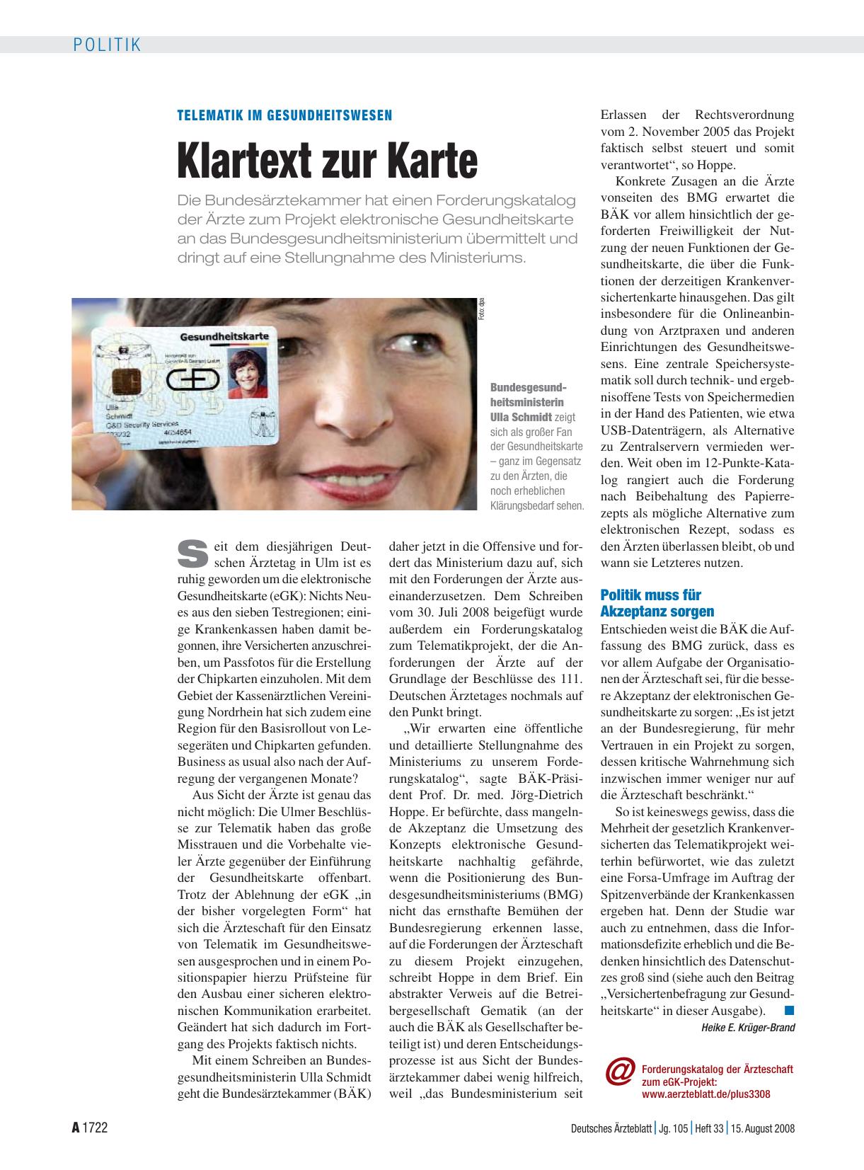 Vorschauseite 1: Telematik im Gesundheitswesen: Klartext zur Karte