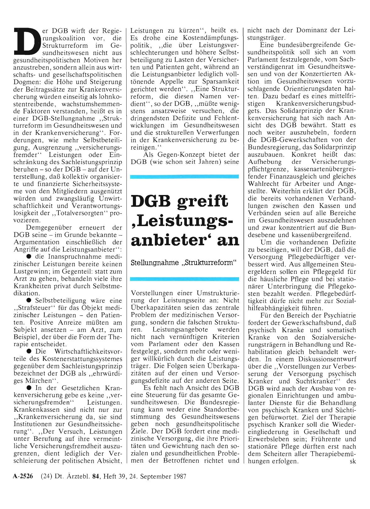Vorschauseite 1: DGB greift, Leistungsanbieter' an