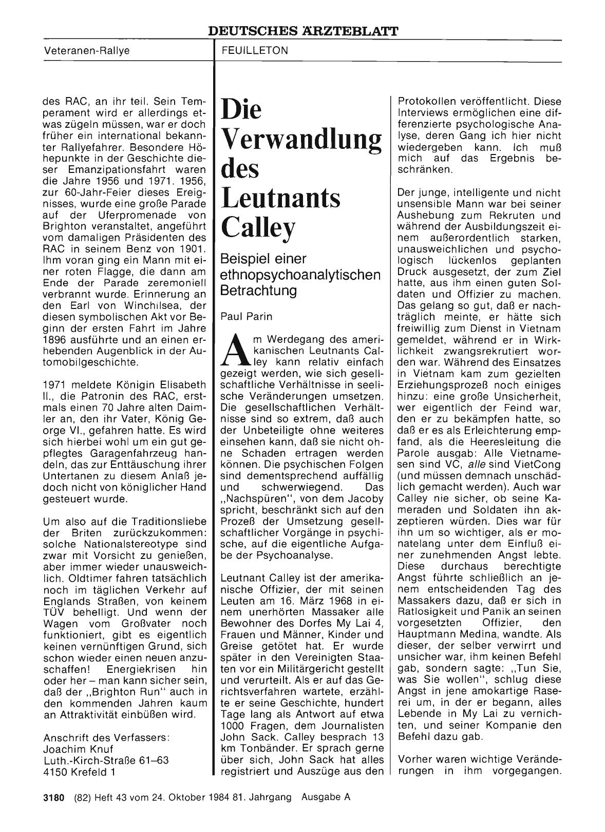 Vorschauseite 1: Die Verwandlung des Leutnants Calley: Beispiel einer ethnopsychoanalytischen Betrachtung