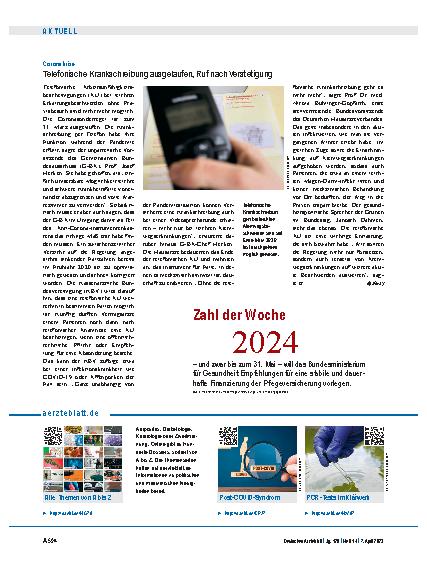 Vorschauseite 1: Coronakrise: Telefonische Krankschreibung ausgelaufen, Ruf nach Verstetigung
