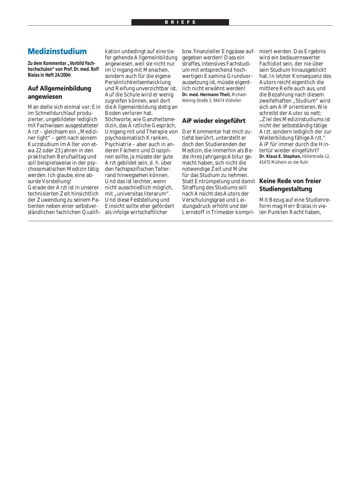 Vorschauseite 1: Medizinstudium: AiP wieder eingeführt