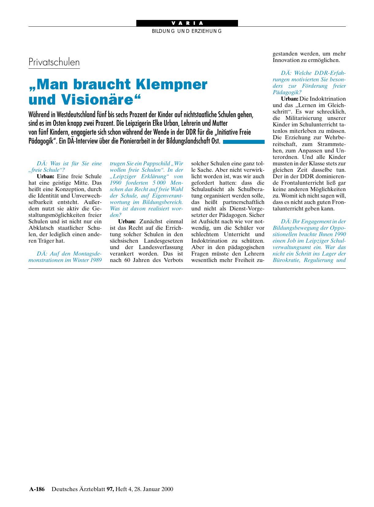 Vorschauseite 1: Privatschulen: „Man braucht Klempner und Visionäre“