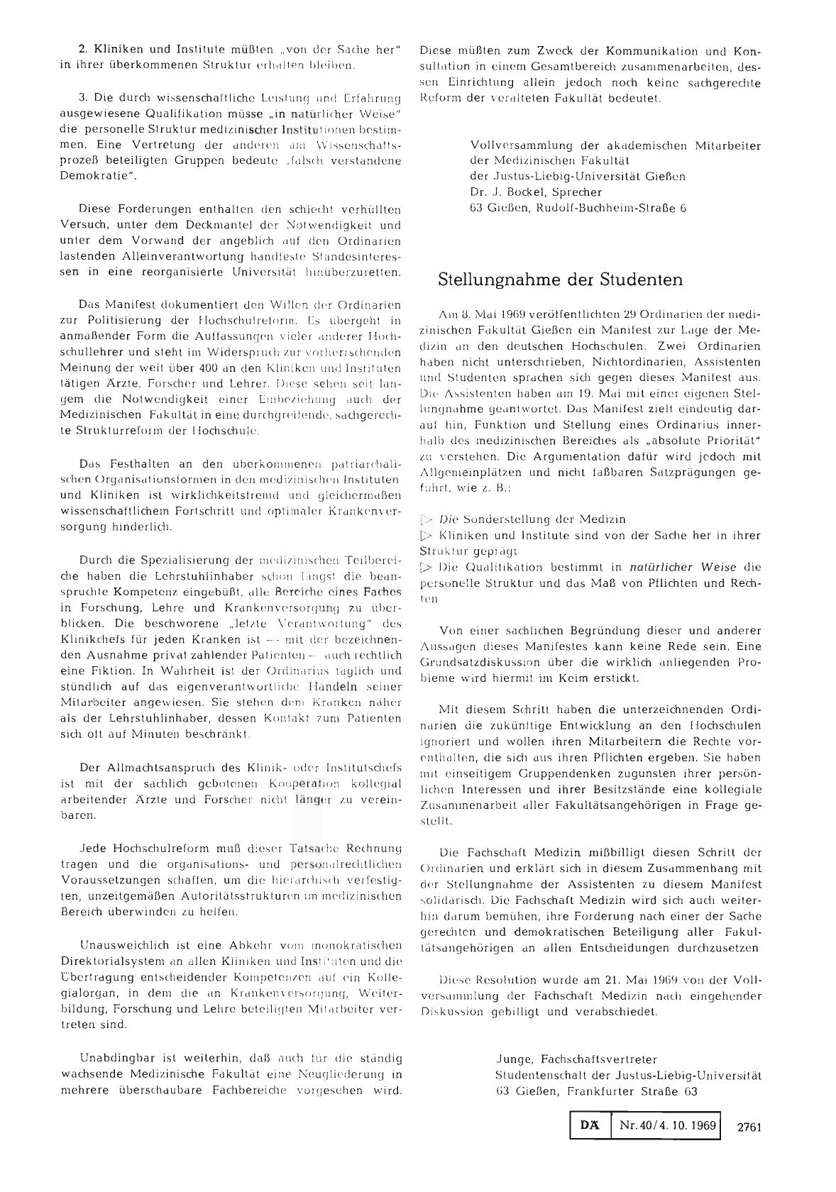 Vorschauseite 1: Stellungnahme der Studenten