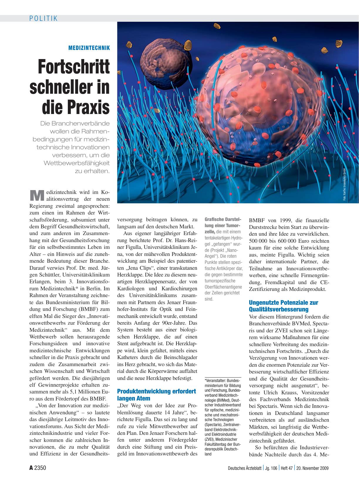 Vorschauseite 1: Medizintechnik: Fortschritt schneller in die Praxis
