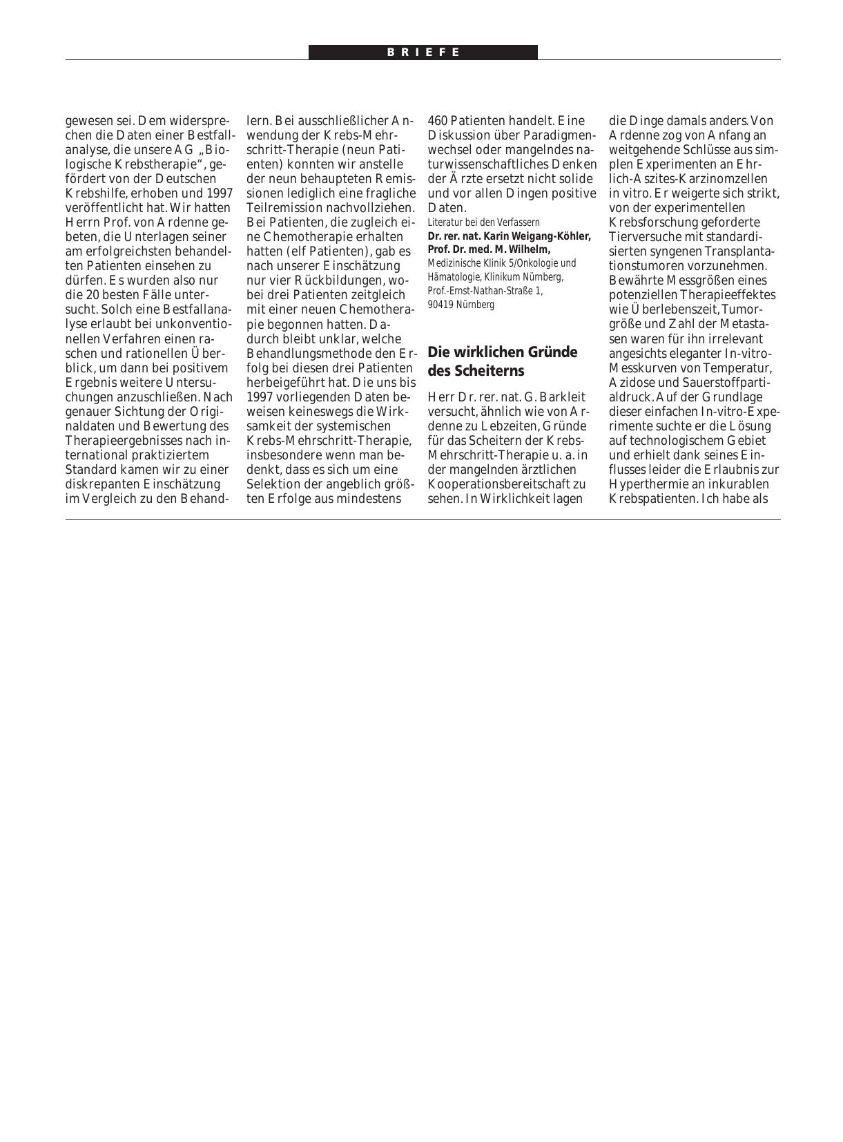 Vorschauseite 1: Krebsforschung: Die wirklichen Gründe des Scheiterns